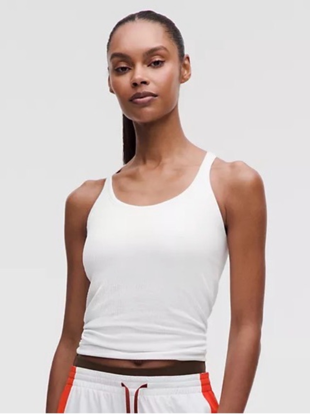 lululemon athletica White Scoop Neck Ribbed Tank